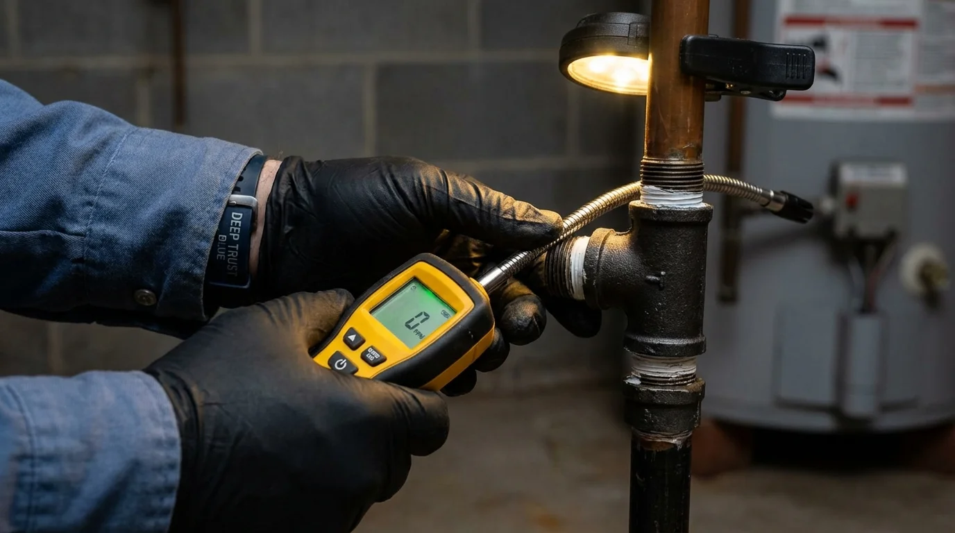 Gas leak detection with electronic sniffer by Johns Plumbing LLC in Attleboro