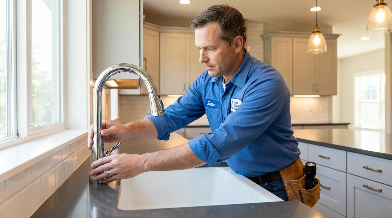 Kitchen faucet installation by Johns Plumbing LLC in Attleboro