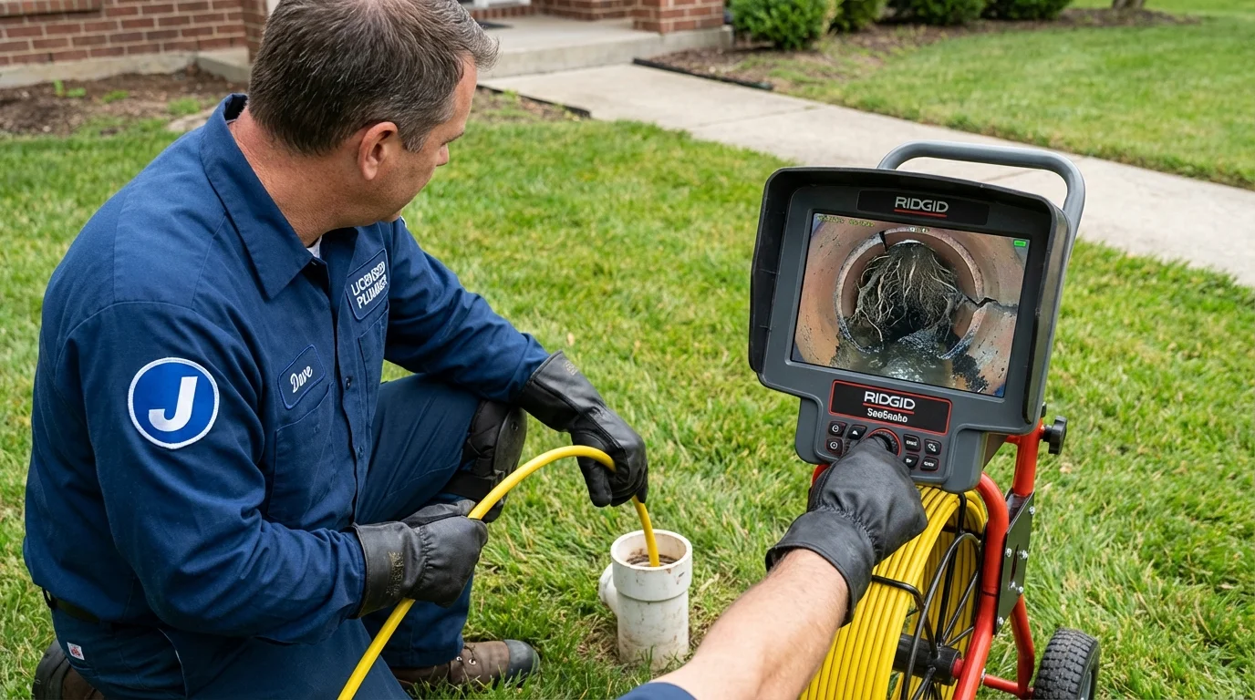 Sewer camera inspection being performed by Johns Plumbing LLC in Attleboro